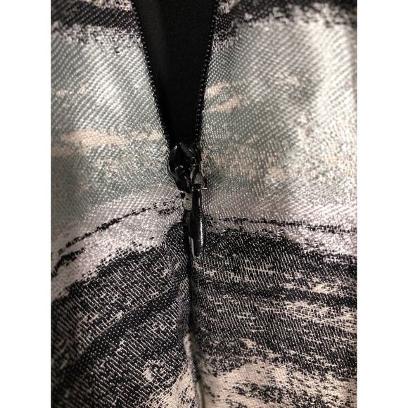 Badgley Mischka Neutral Stripe Dress Sleeveless Fit & Flare Knee Length Blue L - Picture 7 of 15